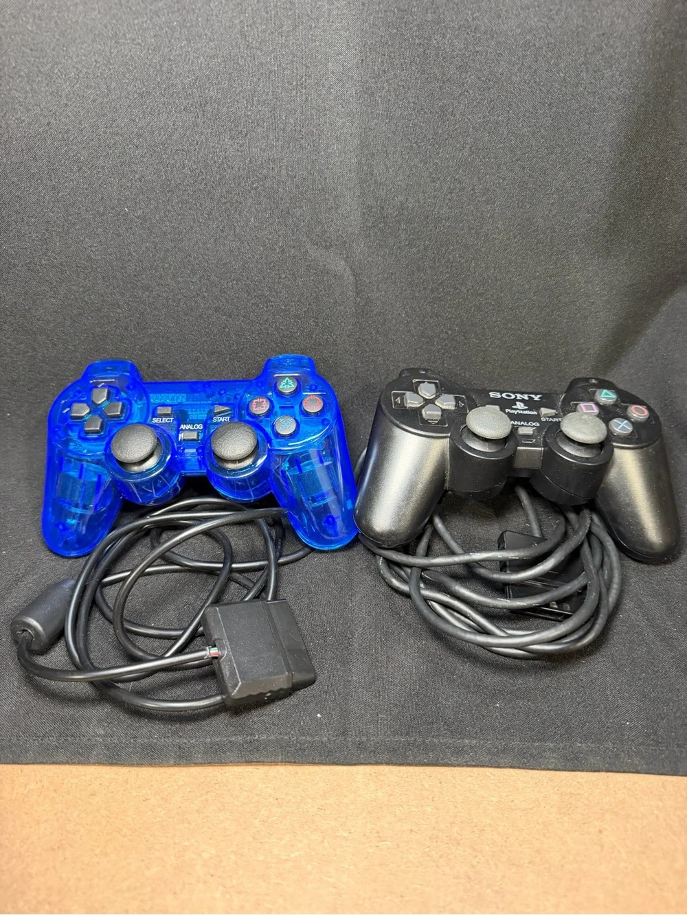 ps2 controller Lot 2 Untested Black And Blue Translucent Wired